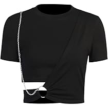 Gothic T-Shirts Black Crop Top Cut Out Tee Fashion Mall Goth